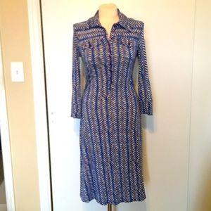 Diane von Furstenburg Blue/White Dress - Size 2